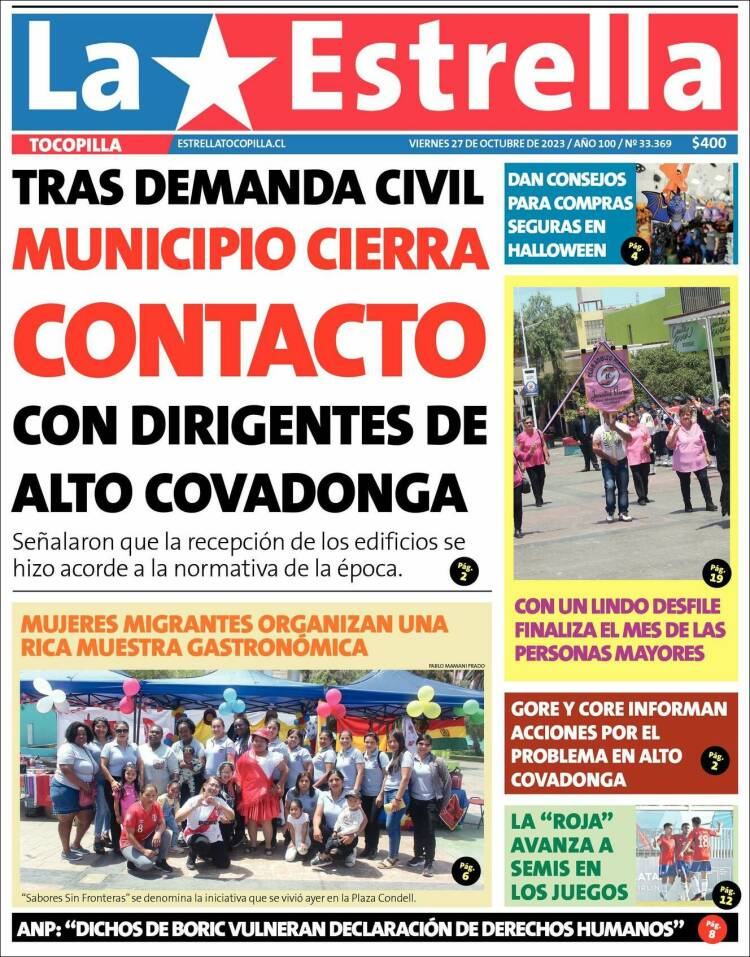 Portada de La Estrella de Tocopilla (Chile)