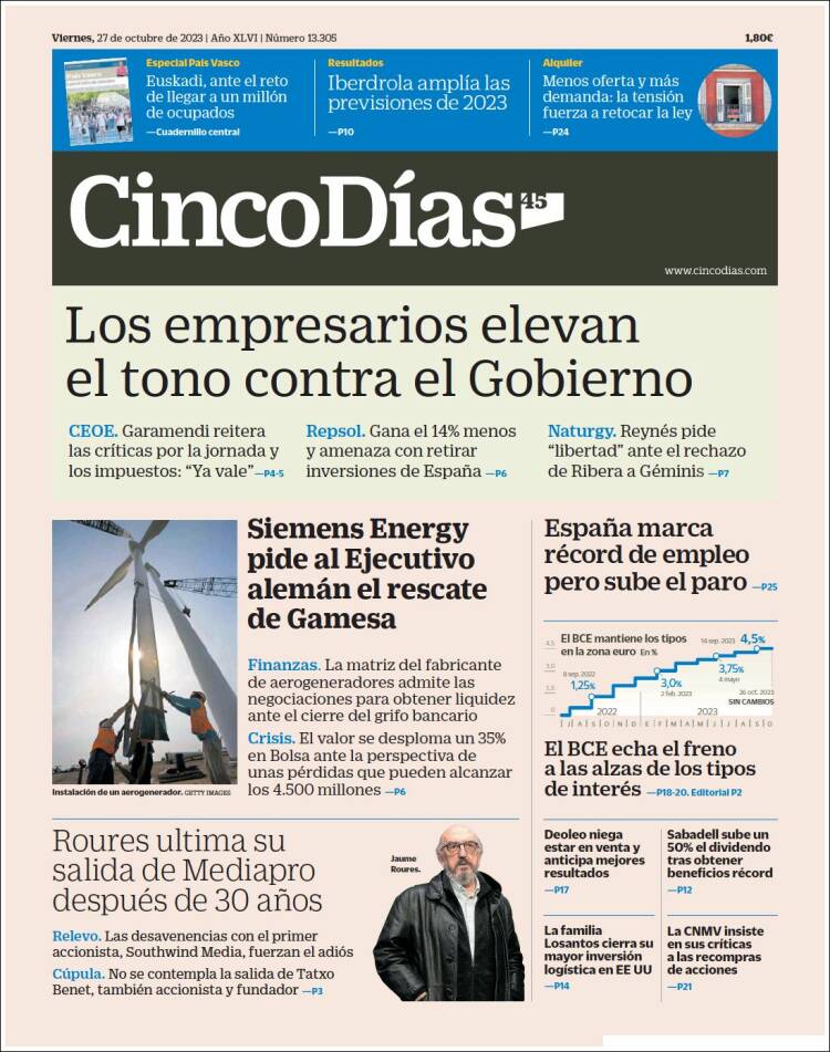 Portada de Cinco Días (España)
