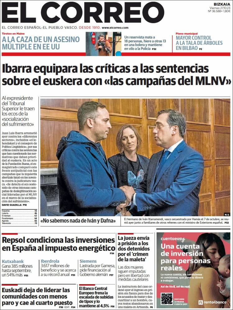 Portada de El Correo (España)