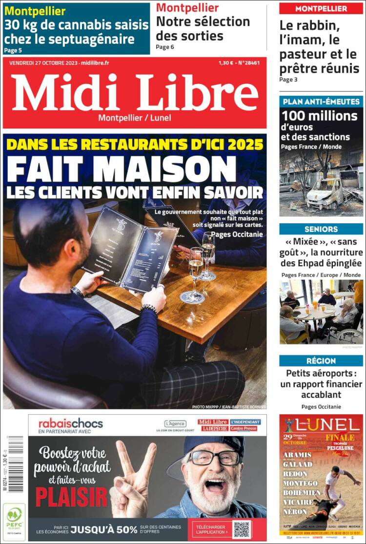 Portada de Midi Libre (Francia)