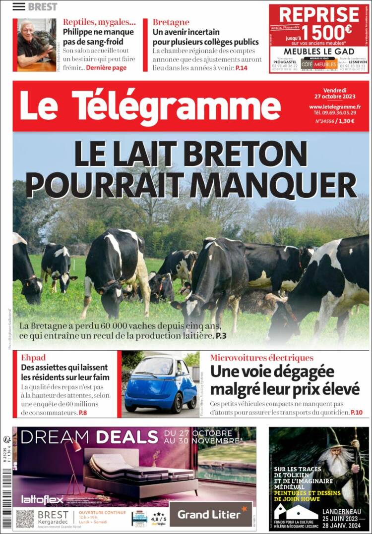 Portada de Télégramme (Francia)