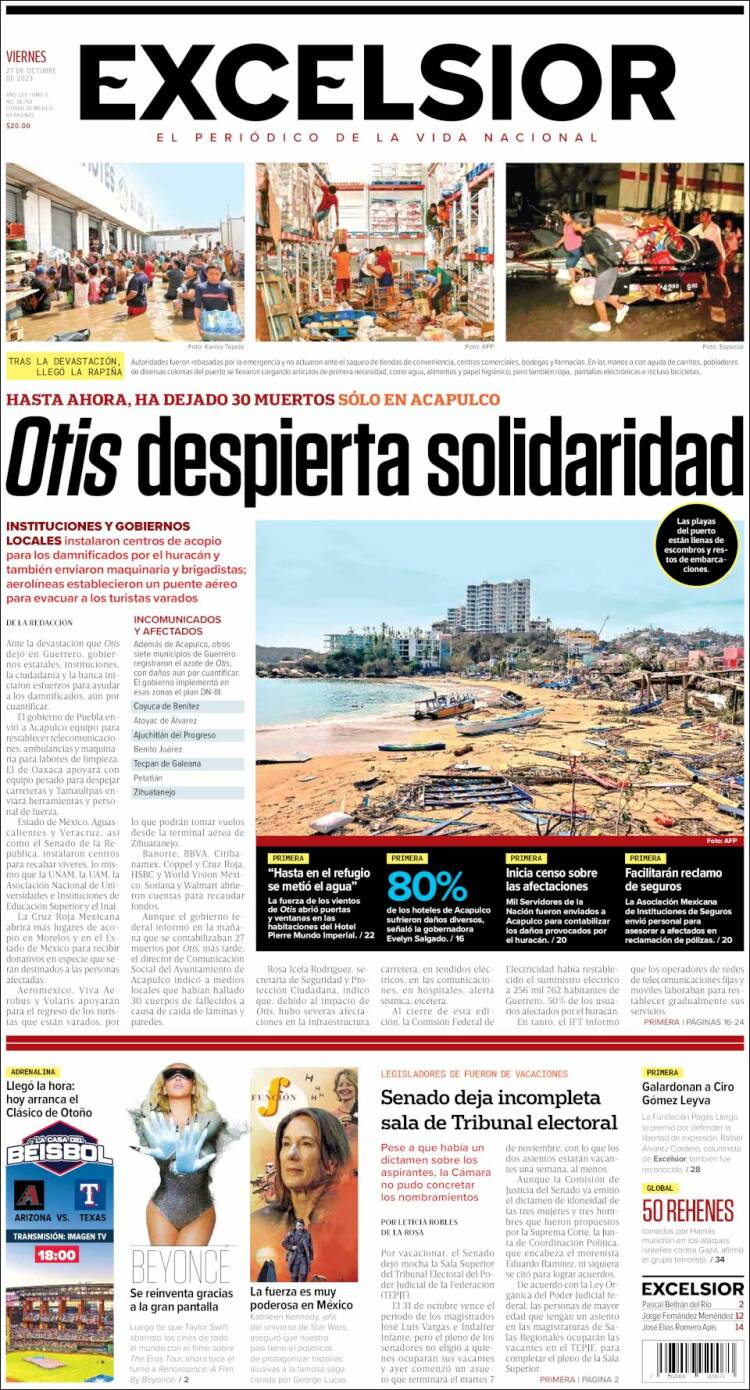 Portada de Excelsior (México)