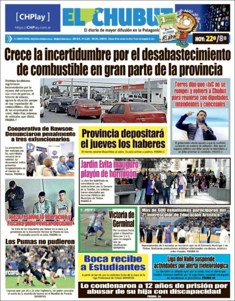Portada de El Chubut (Argentina)