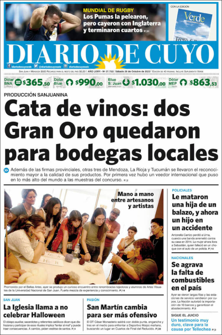 Portada de Diario de Cuyo (Argentina)