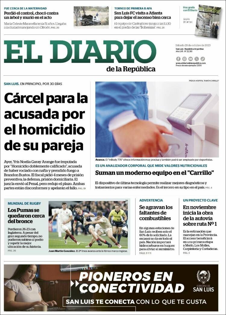 Portada de Diario de la República (Argentina)