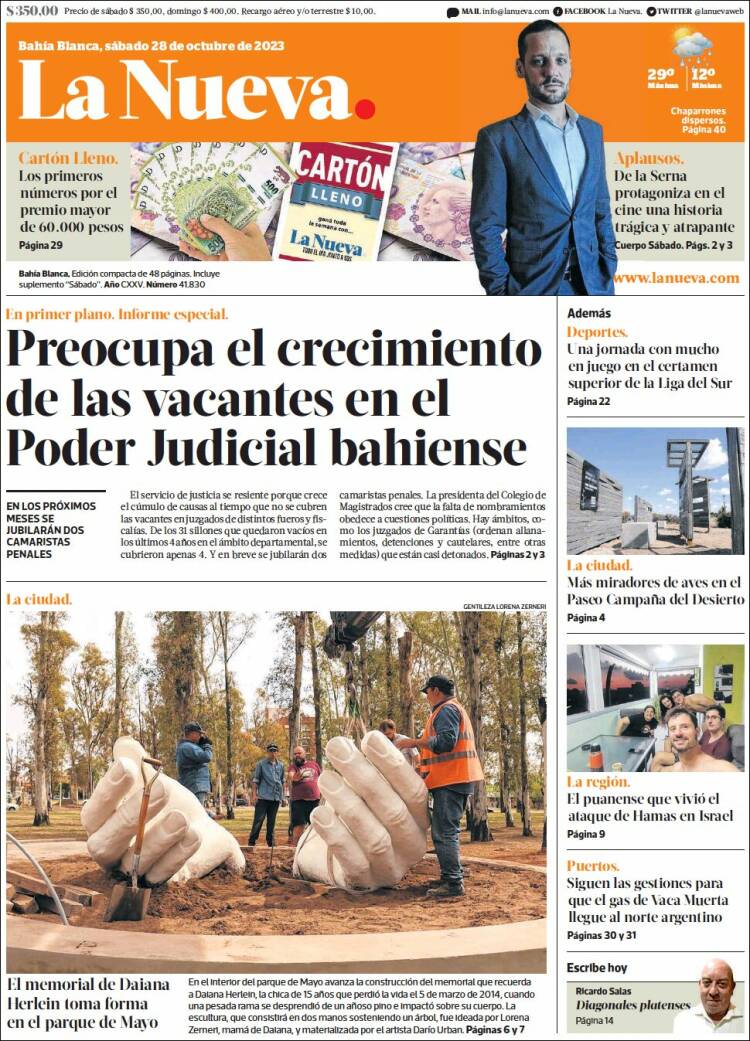 Portada de La Nueva Provincia (Argentina)
