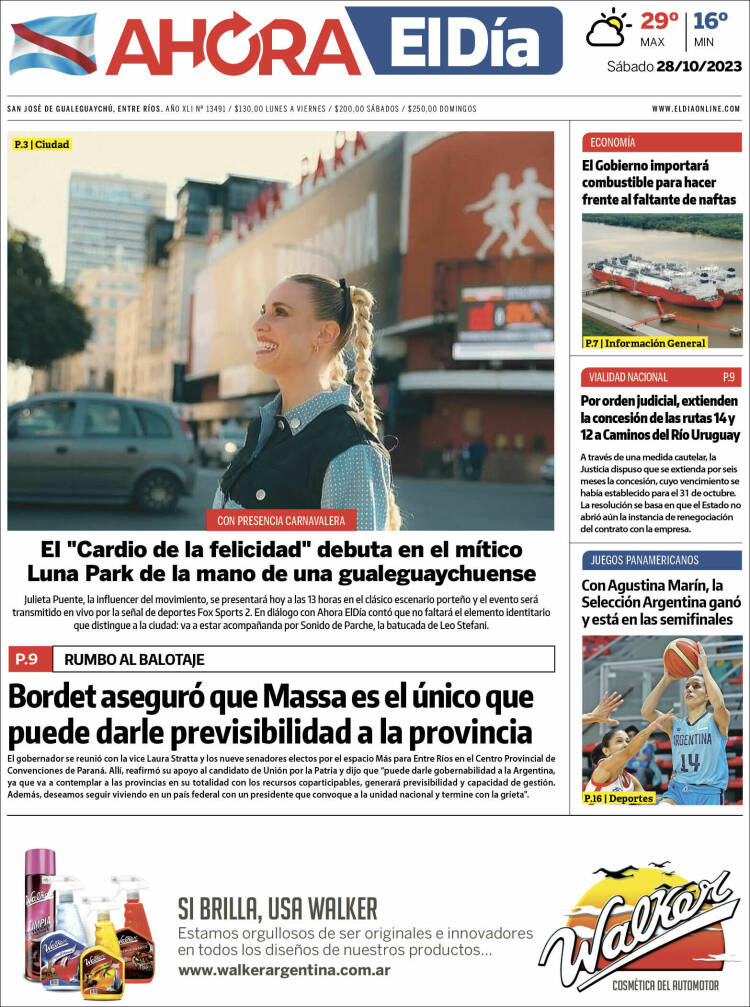 Portada de El Día de Gualeguaychú (Argentina)