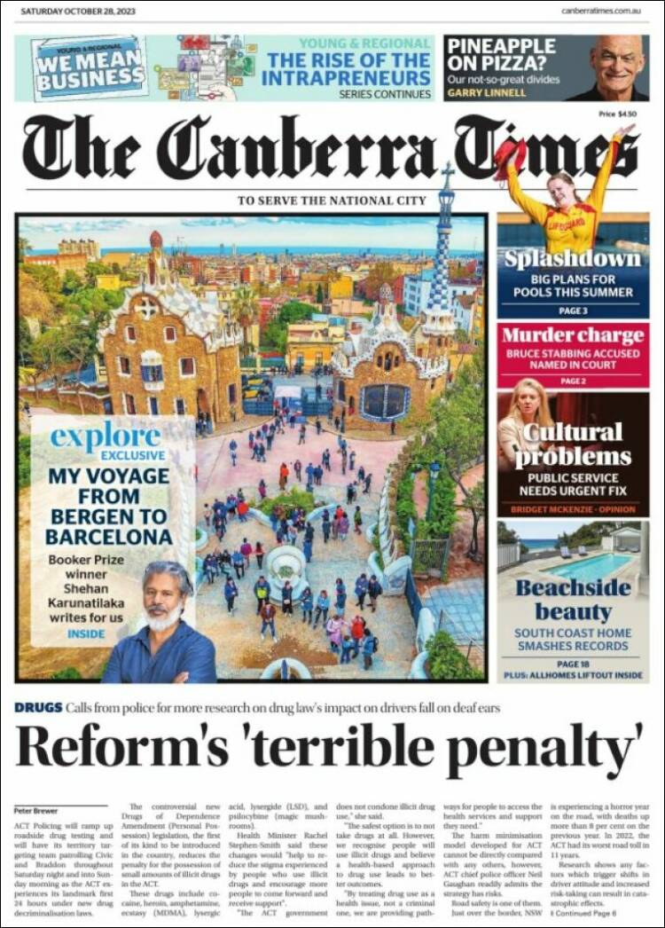 Portada de The Canberra Times (Australia)