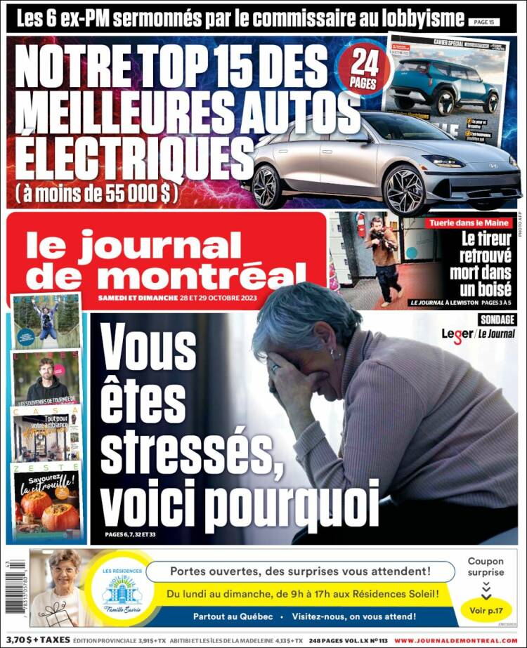 Portada de Le Journal de Montréal (Canadá)