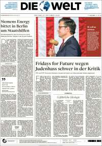 Portada de Die Welt (Alemania)