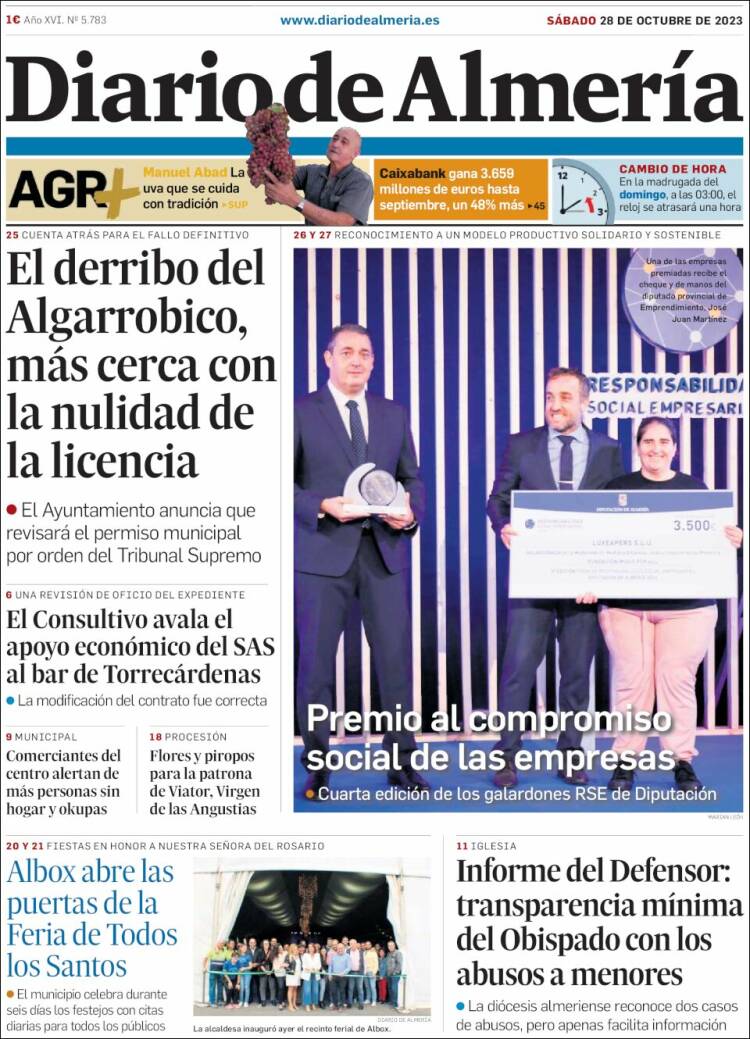 Portada de Diario de Almería (España)