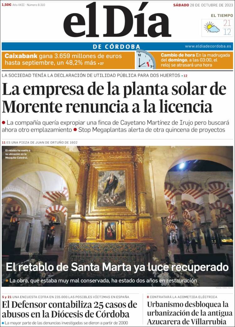 Portada de El Día de Córdoba (España)