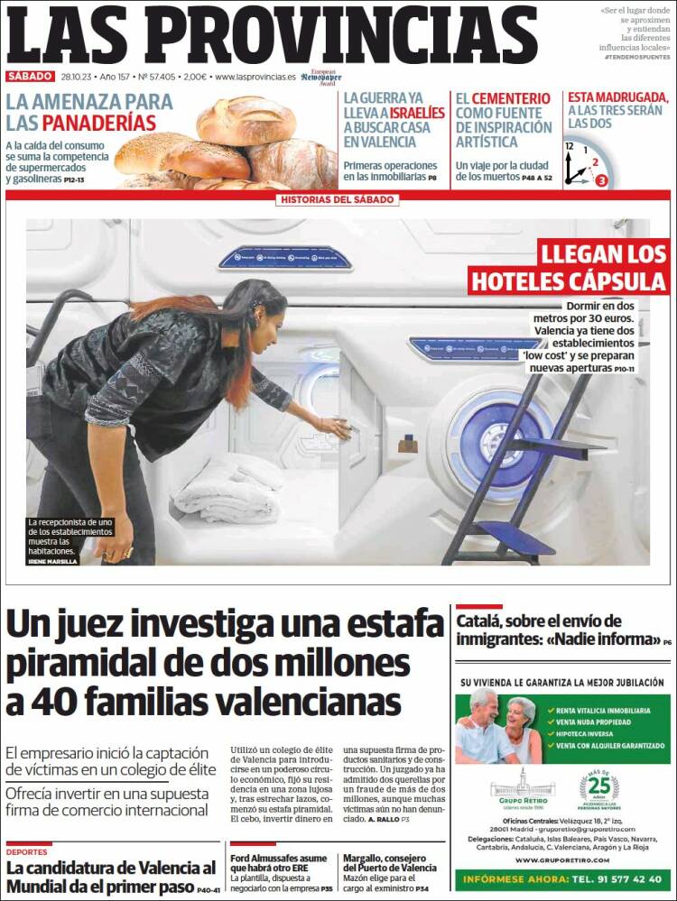 Portada de Las Provincias (España)