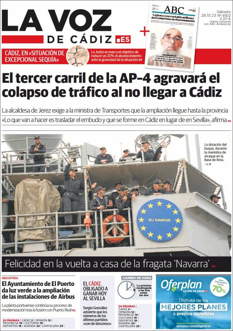 Portada de La Voz de Cádiz (España)