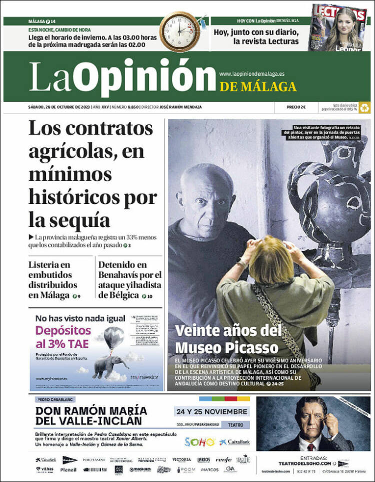 Portada de La Opinión de Málaga (España)