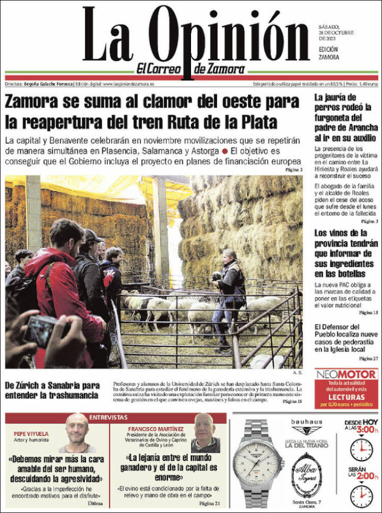 Portada de La Opinión - El Correo de Zamora (España)