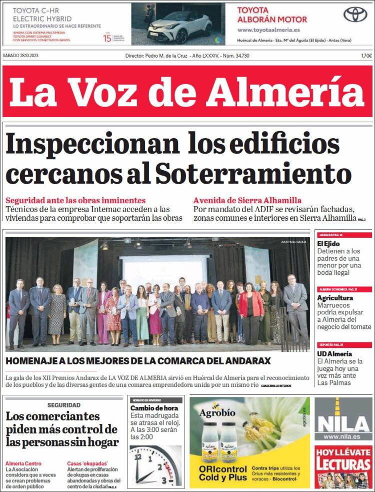 Portada de La Voz de Almería (España)