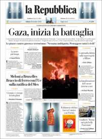 Portada de La Repubblica (Italia)