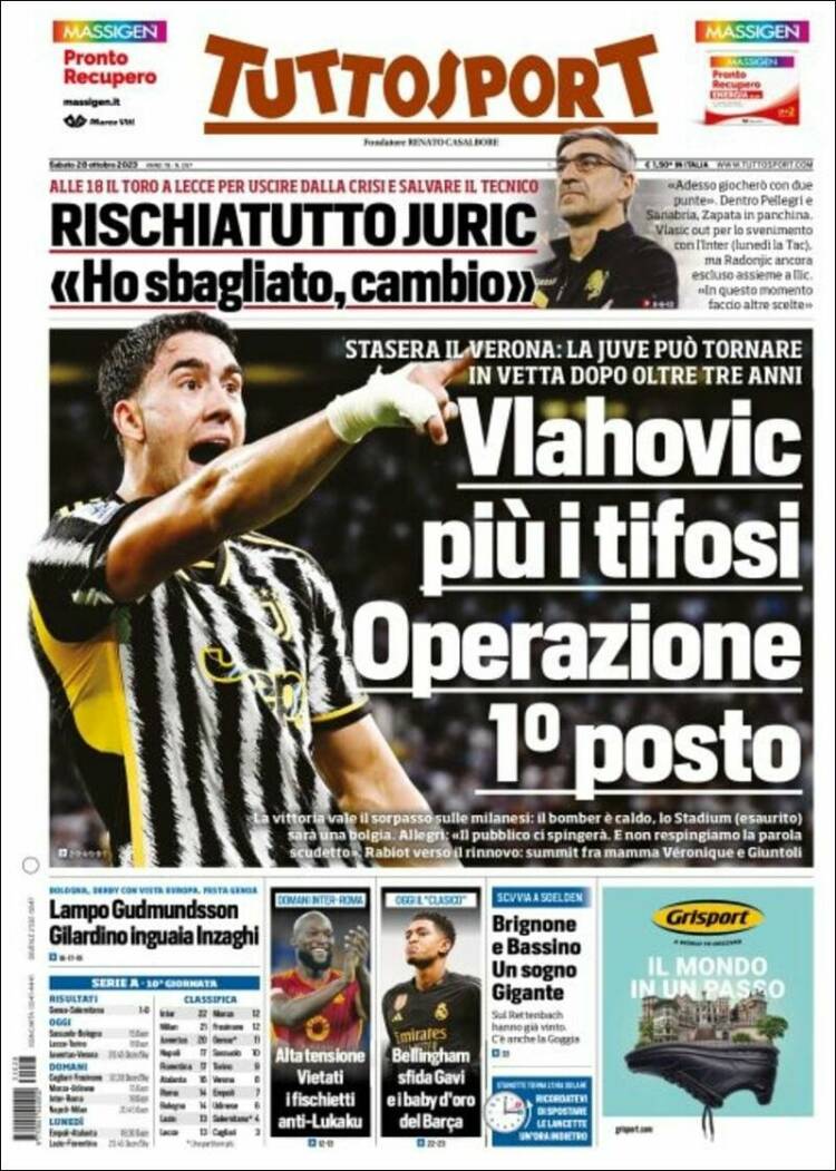 Portada de Tuttosport (Italia)