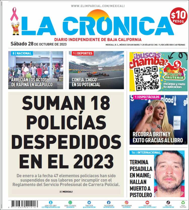 Portada de La Crónica de Baja California (M&eacute;xico)