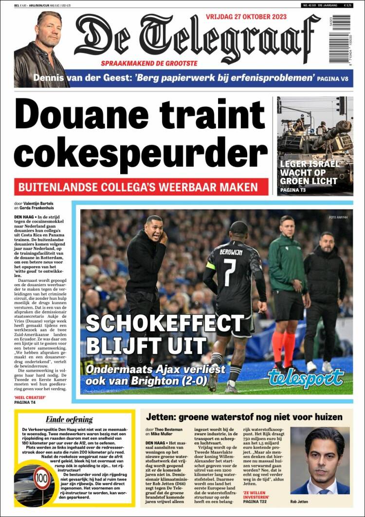 Portada de De Telegraaf (Pa&iacute;ses Bajos)