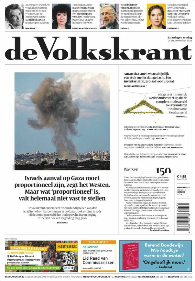 Portada de De Volkskrant (Pa&iacute;ses Bajos)