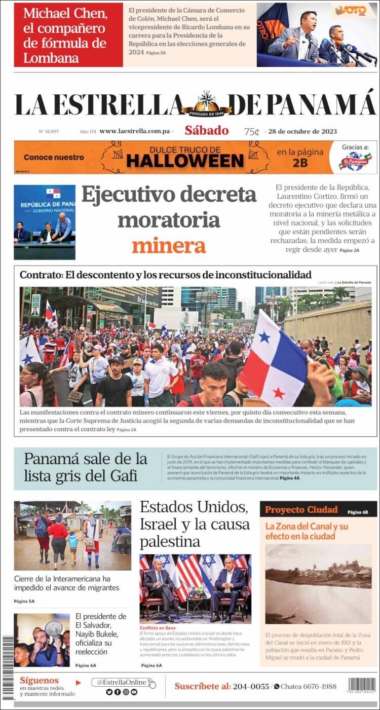 Portada de La Estrella de Panamá (Panam&aacute;)