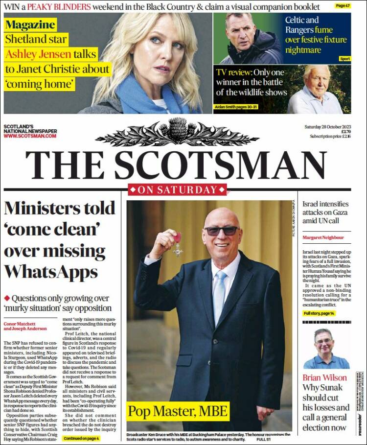 Portada de The Scotsman (Reino Unido)