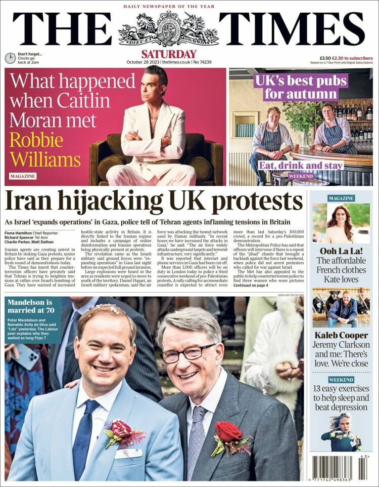 Portada de The Times (Reino Unido)