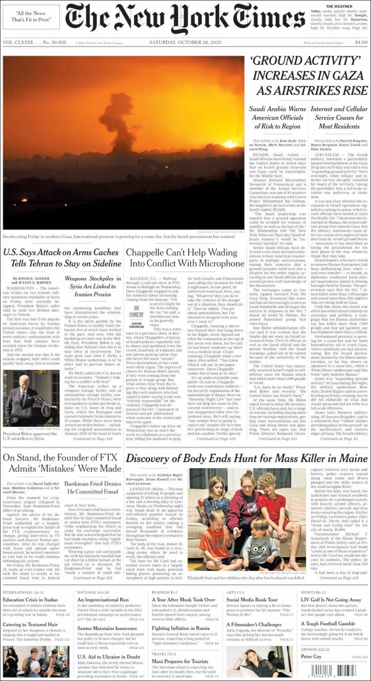 Portada de New York Times (USA)