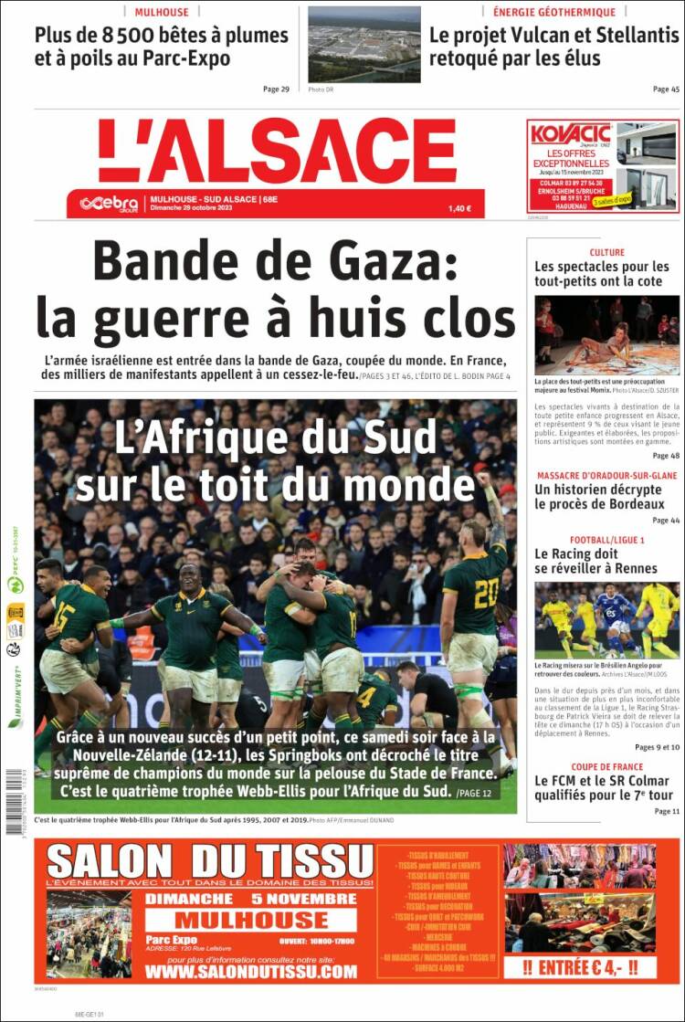 Portada de Journal L'Alsace (Francia)