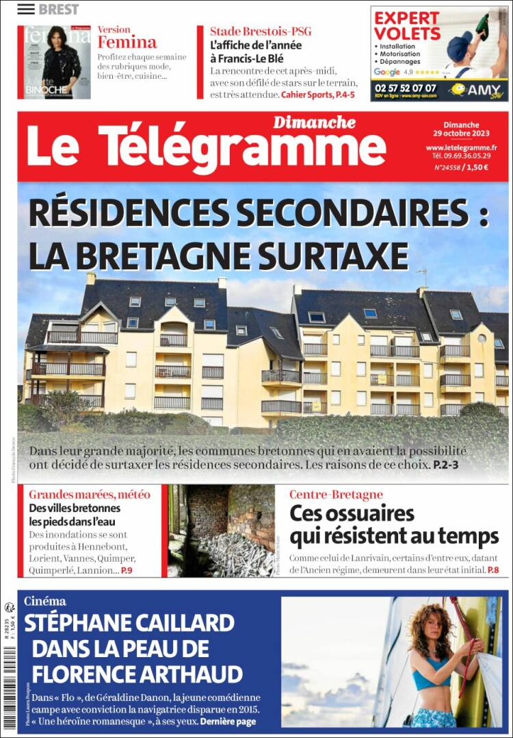 Portada de Télégramme (Francia)