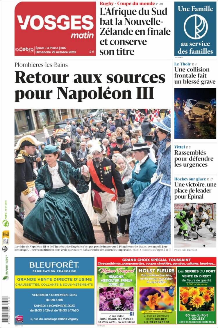 Portada de Vosges Matin (Francia)