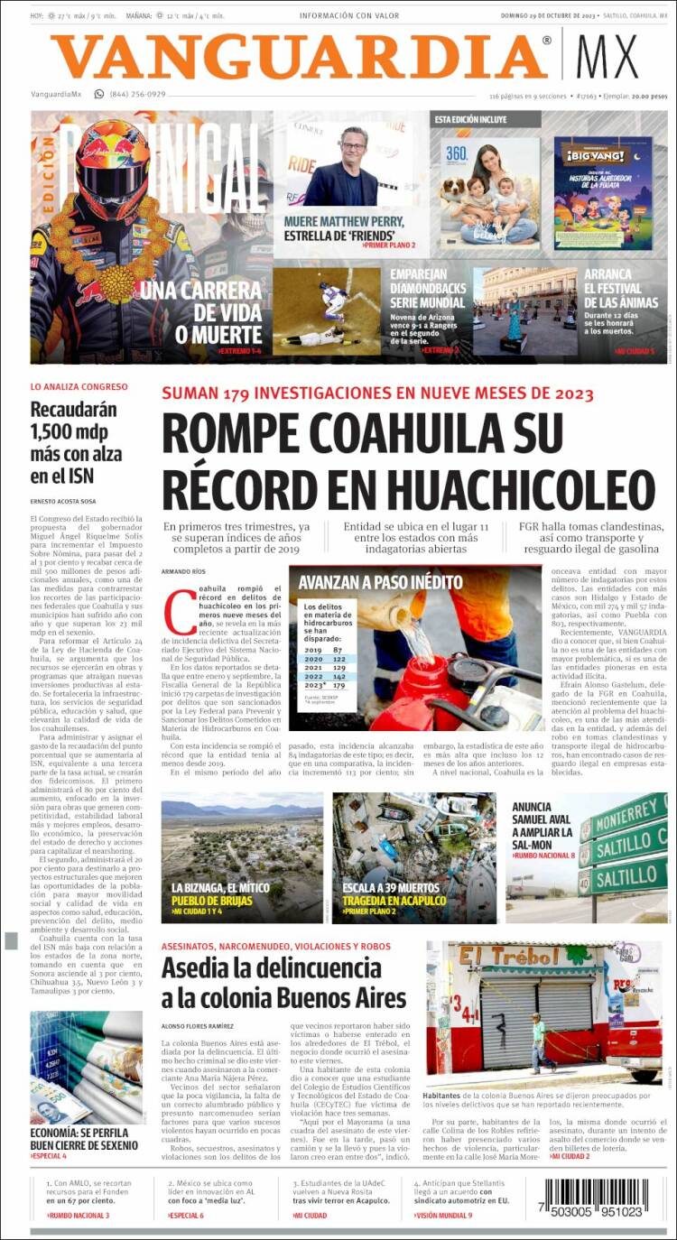 Portada de Vanguardia (México)