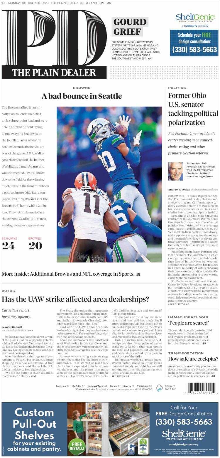 Portada de The Plain Dealer (USA)