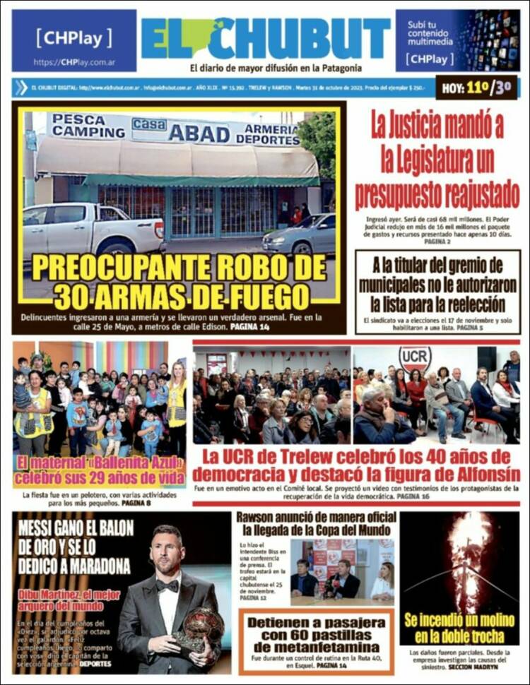 Portada de El Chubut (Argentina)