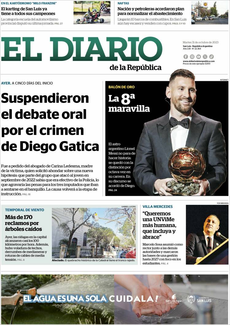 Portada de Diario de la República (Argentina)