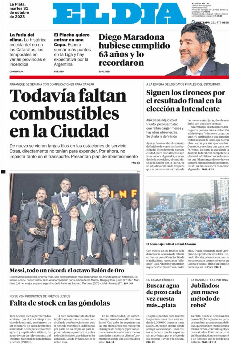 Portada de El Día de la Plata (Argentina)