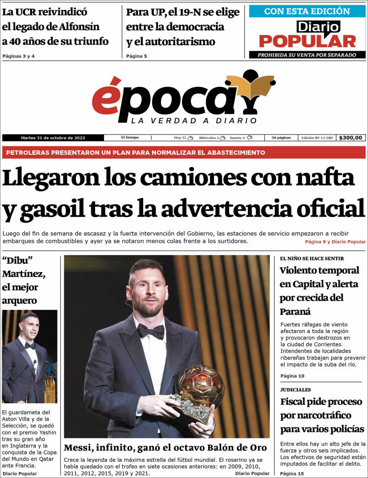 Portada de Diario Época (Argentina)