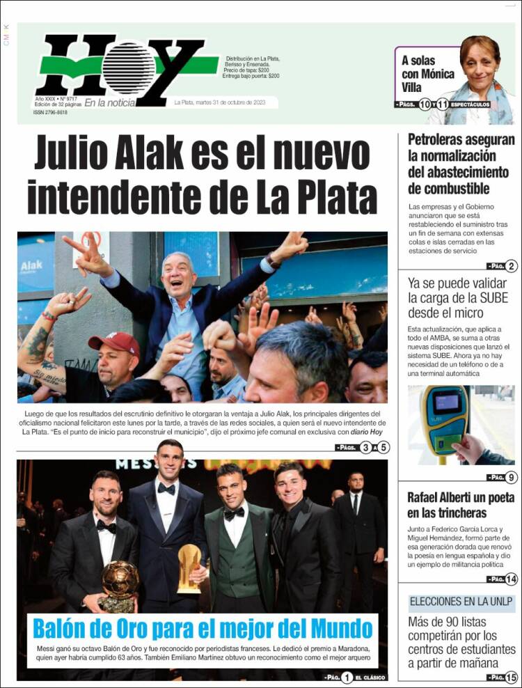Portada de Diario Hoy (Argentina)