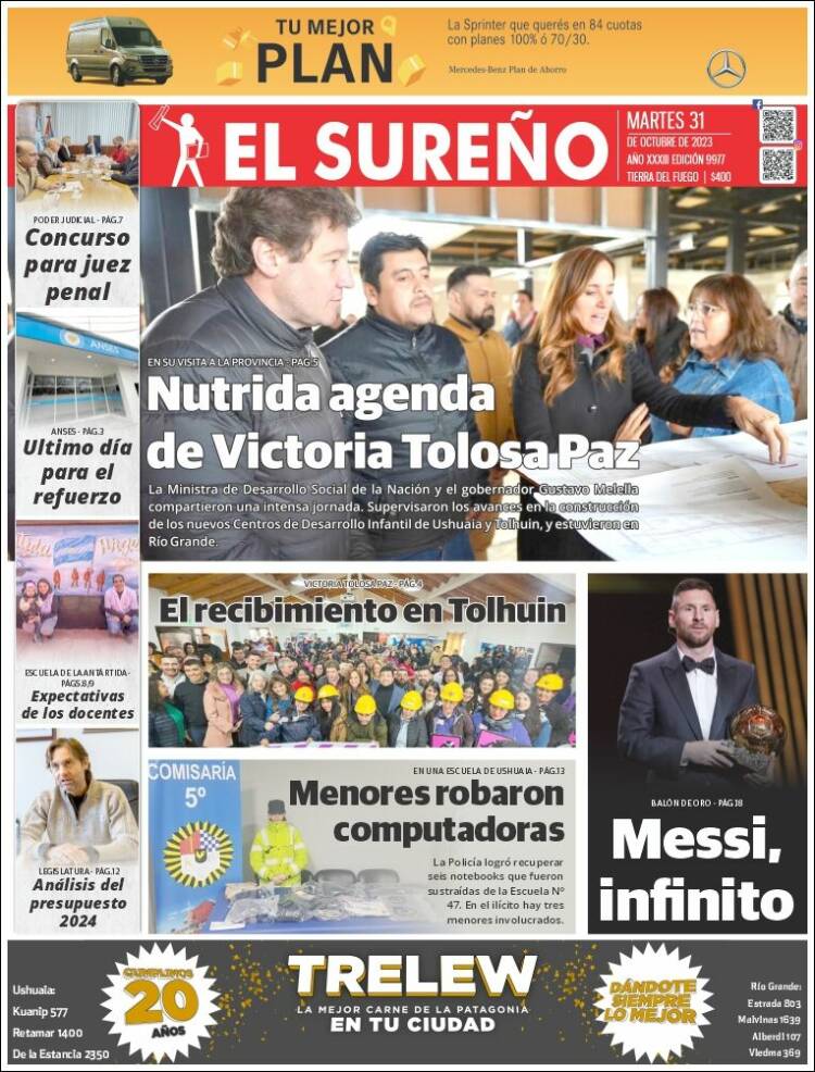 Portada de Diario El Sureño (Argentina)