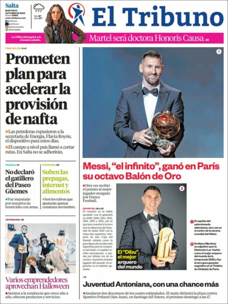 Portada de El Tribuno - Salta (Argentina)