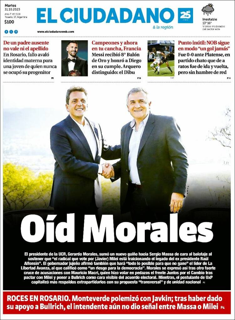 Portada de Diario El Ciudadano (Argentina)