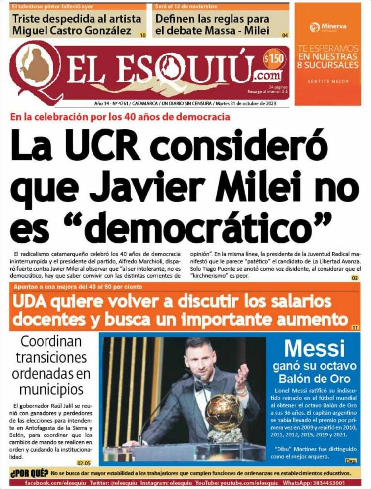 Portada de El Esquiu (Argentina)