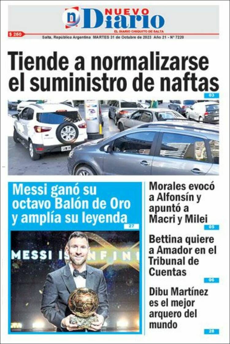 Portada de Nuevo Diario de Salta (Argentina)