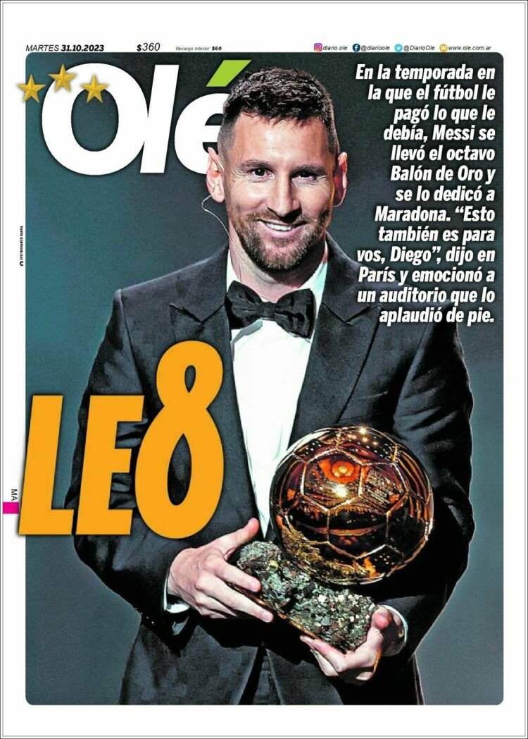 Portada de Olé (Argentina)