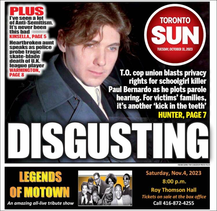 Portada de The Toronto Sun (Canadá)