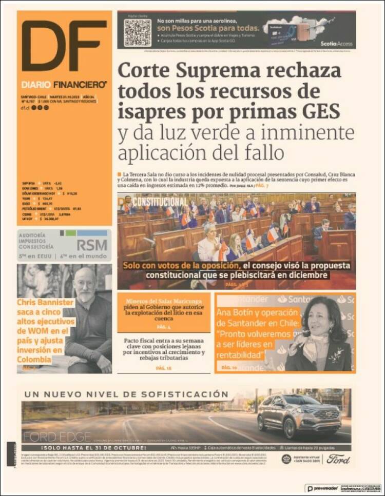 Portada de Diario Financiero (Chile)