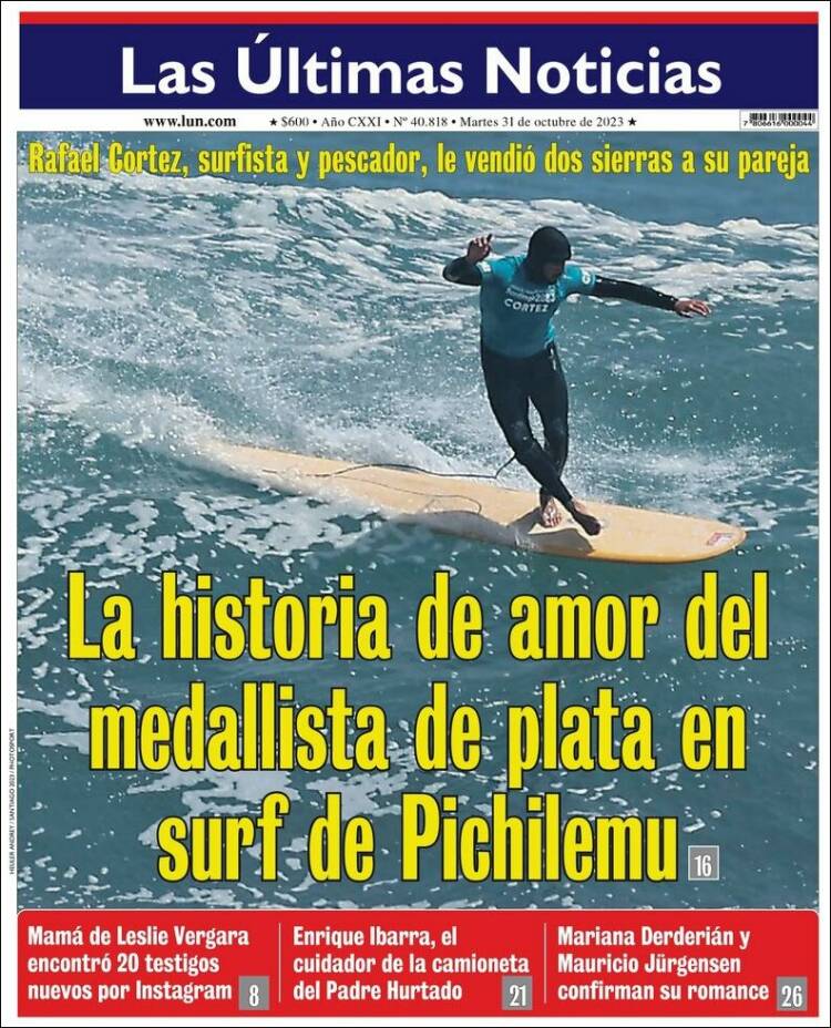 Portada de Las Últimas Noticias (Chile)