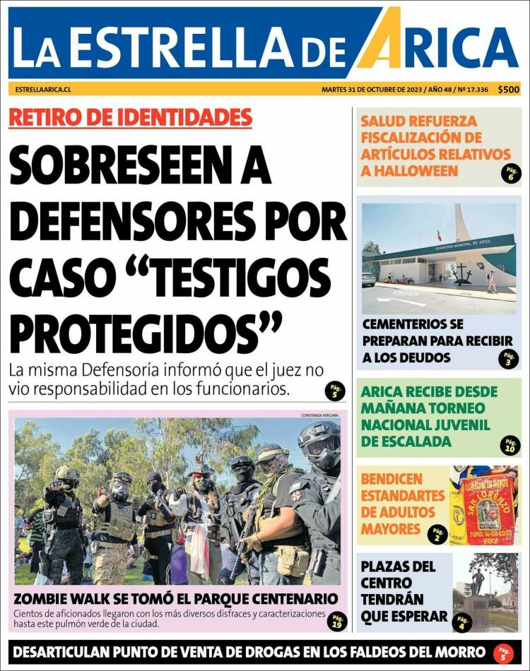 Portada de La Estrella de Arica (Chile)